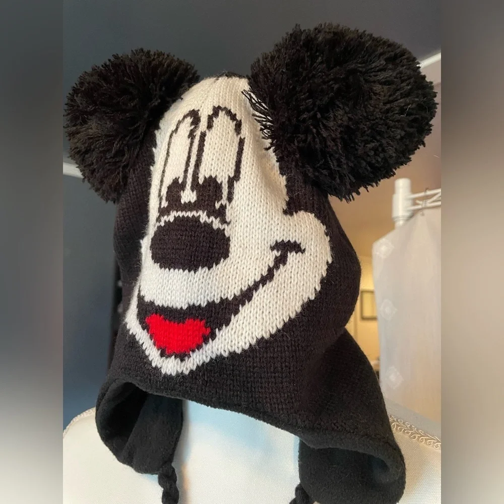 Disney Black Knit Hat with Character Design